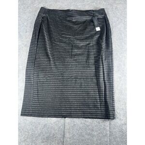 LANE BRYANT Womens SZ 20 Houndstooth‎ Pencil Black Gray Full Length Zipper Skirt